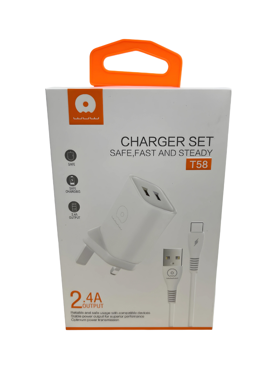 It's a WuW brand Charger Set with Type-C Cable. Showing the picture of product in front the box.